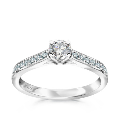 Pierścionek z białego złota z diamentami YES Hearts & Arrows - 0,29 ct - Éternel