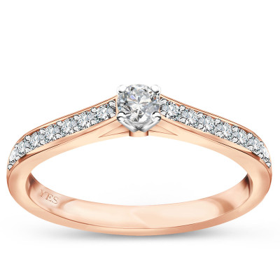 Pierścionek z różowego złota z diamentem YES Hearts & Arrows - 0,24 ct - Éternel 