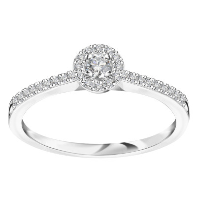 Pierścionek z białego złota z diamentami H/SI - 0,20 ct - Metropolitan