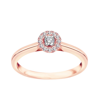 Pierścionek z różowego złota z diamentami - 0,11 ct - Metropolitan 