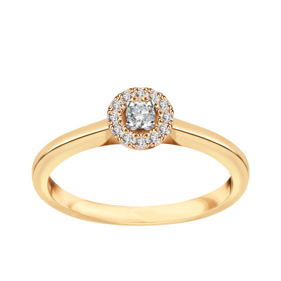 Pierścionek złoty z diamentami - 0,11 ct - Metropolitan