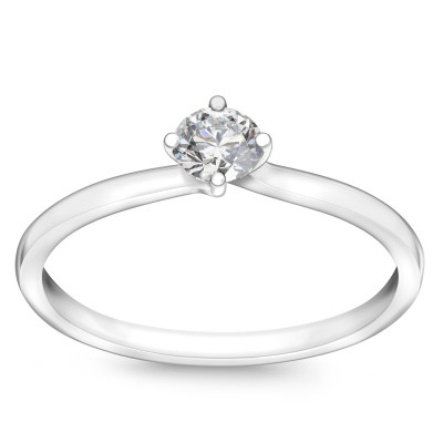 Pierścionek z białego złota z diamentem YES Hearts & Arrows - 0,25 ct - Valentine