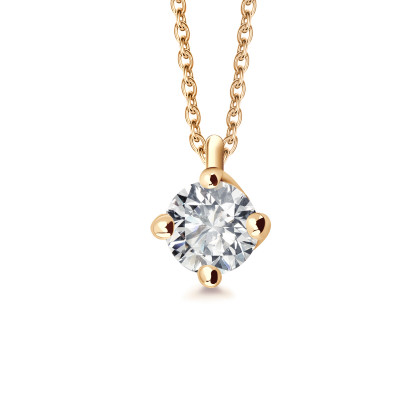Naszyjnik złoty z diamentem - 0,10 ct - Valentine