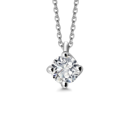 Naszyjnik z białego złota z diamentem - 0,10 ct - Valentine