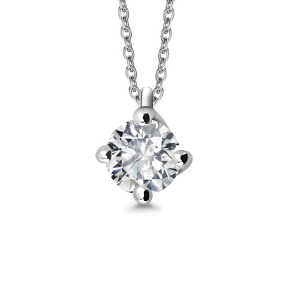 Naszyjnik z białego złota z diamentem - 0,20 ct - Valentine