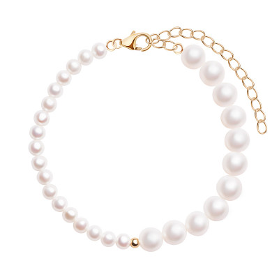 Bransoletka srebrna pozłacana z pereł - Pearls