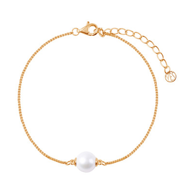 Bransoletka srebrna pozłacana z perłą - Pearls