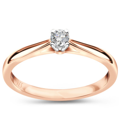 Pierścionek z różowego złota z diamentem YES Hearts & Arrows - 0,10 ct - Éternel 