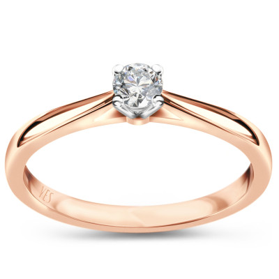 Pierścionek z różowego złota z diamentem YES Hearts & Arrows - 0,15 ct - Éternel 