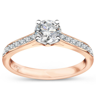 Pierścionek z różowego złota z diamentem YES Hearts & Arrows - 0,64 ct - Éternel