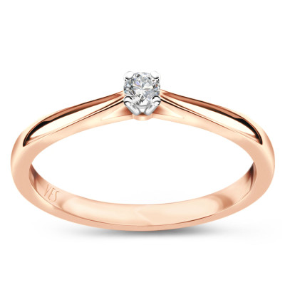 Pierścionek z różowego złota z diamentem - 0,05 ct - Éternel