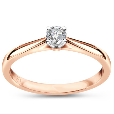 Pierścionek z różowego złota z diamentem - 0,14 ct - Éternel 