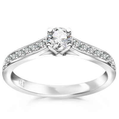 Pierścionek z białego złota z diamentami - 0,39 ct - Éternel