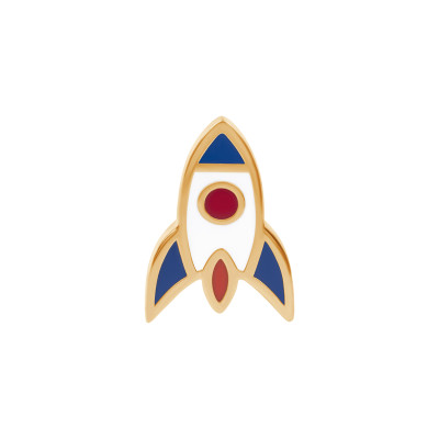 Pin z mosiądzu pozłacanego z kolorową emalią - rakieta - YES x Kosmos dla Dziewczynek