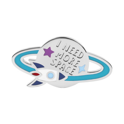Pin z mosiądzu z kolorową emalią - I need more space - YES x Kosmos dla Dziewczynek