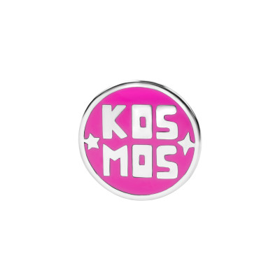 Pin z mosiądzu z różową emalią - kosmos - YES x Kosmos dla Dziewczynek