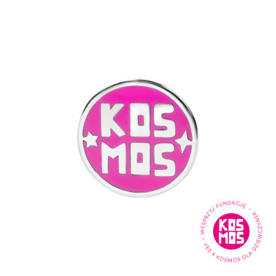 Pin z mosiądzu z różową emalią - kosmos - YES x Kosmos dla Dziewczynek