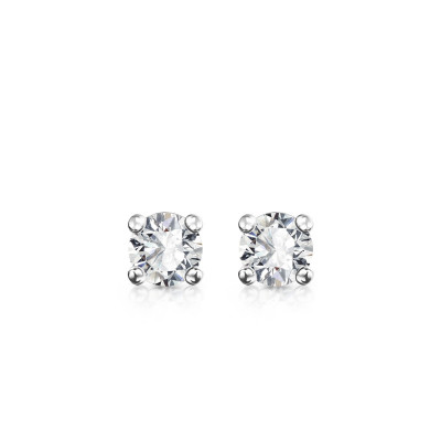Kolczyki z białego złota z diamentami YES Hearts & Arrows - 0,28 ct - Éternel 
