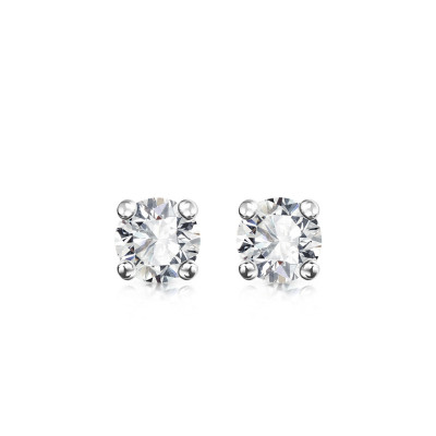 Kolczyki z białego złota z diamentami YES Hearts & Arrows - 0,50 ct - Éternel 