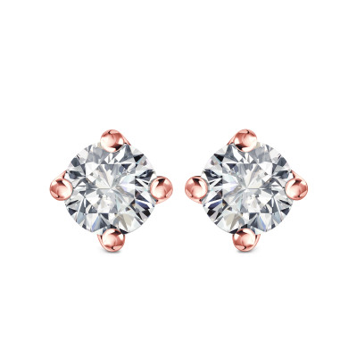Kolczyki z różowego złota z diamentami - 0,50 ct - Valentine