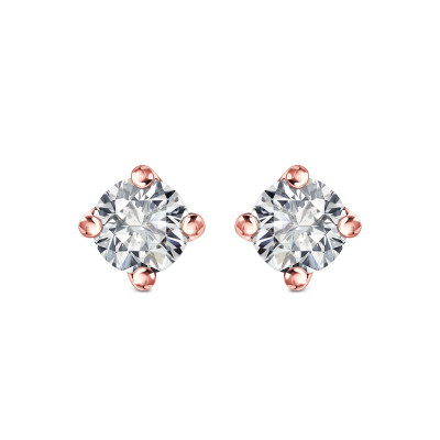 Kolczyki z różowego złota z diamentami YES Hearts & Arrows - 0,28 ct - Valentine
