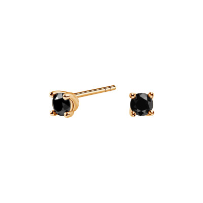 Kolczyki złote z czarnymi diamentami - 0,40 ct - Valentine 