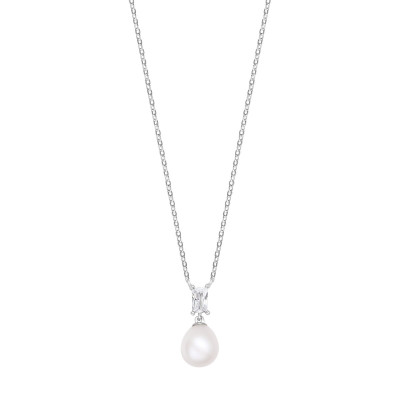 Naszyjnik srebrny z perłą i cyrkonią - Pearls of Sky