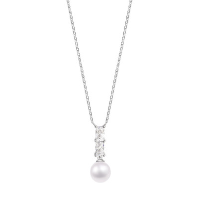 Naszyjnik srebrny z perłą i cyrkoniami - Pearls of Sky