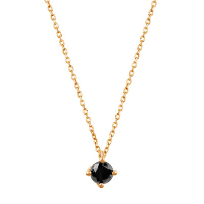 Naszyjnik złoty z czarnym diamentem - 0,33 ct - Valentine