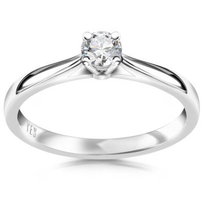 Pierścionek z białego złota z diamentem YES Hearts & Arrows - 0,20 ct - Éternel