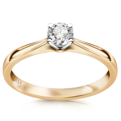 Pierścionek złoty z diamentem YES Hearts & Arrows - 0,25 ct - Éternel