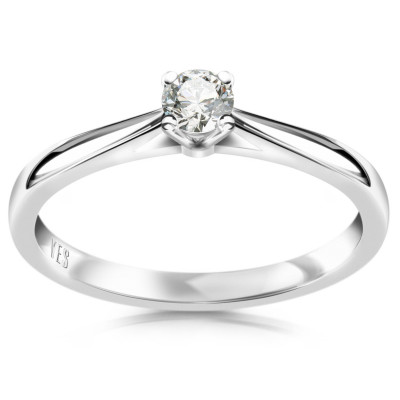 Pierścionek z białego złota z diamentem YES Hearts & Arrows - 0,15 ct- Éternel