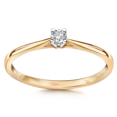 Pierścionek złoty z diamentem - 0,05 ct - Éternel