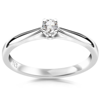 Pierścionek z białego złota z diamentem - 0,1 ct - Éternel