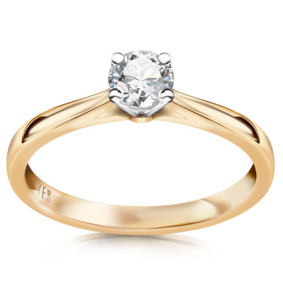 Pierścionek złoty z diamentem - 0,33 ct - Éternel