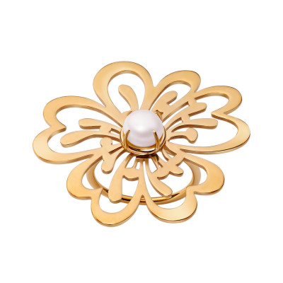 Pierścionek srebrny pozłacany z perłą - kwiat - Blossom