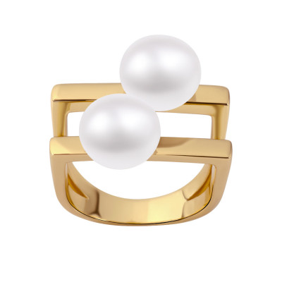 Pierścionek srebrny pozłacany z perłami - Pearls