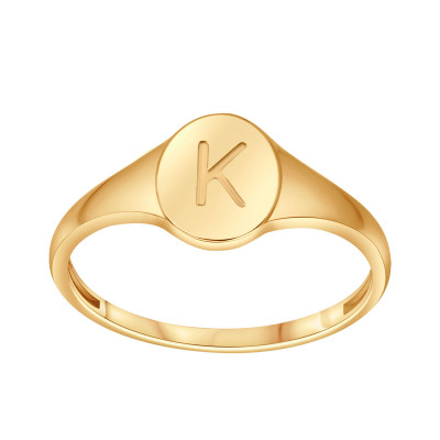 Pierścionek złoty - litera K
