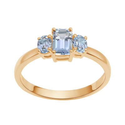 Pierścionek złoty z błękitnymi topazami