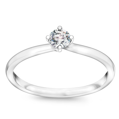 Pierścionek z białego złota z diamentem H/SI - 0,18 ct - Valentine