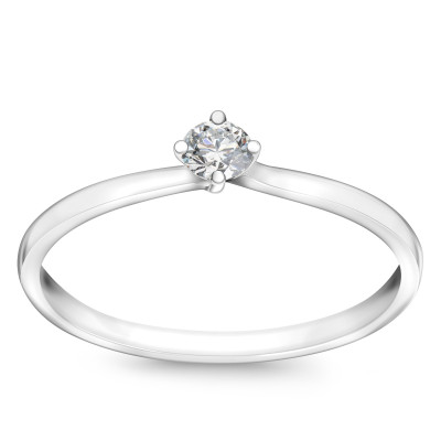 Pierścionek z białego złota z diamentem H/SI - 0,08 ct - Valentine