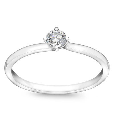 Pierścionek z białego złota z diamentem YES Hearts & Arrows - 0,18 ct - Valentine