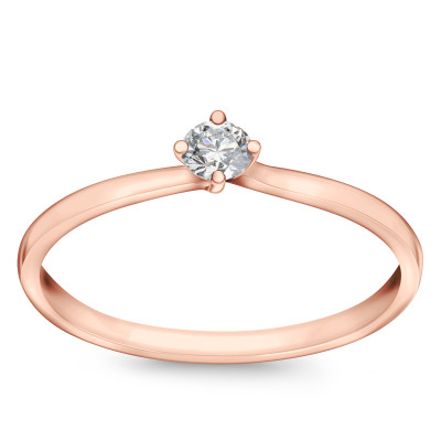 Pierścionek z różowego złota z diamentem H/SI - 0,08 ct - Valentine