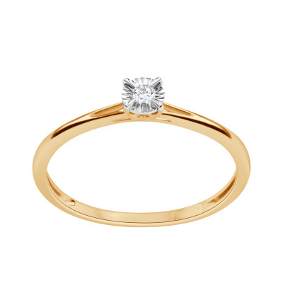 Pierścionek z dwukolorowego złota diamentem - 0,04 ct - YES illusion