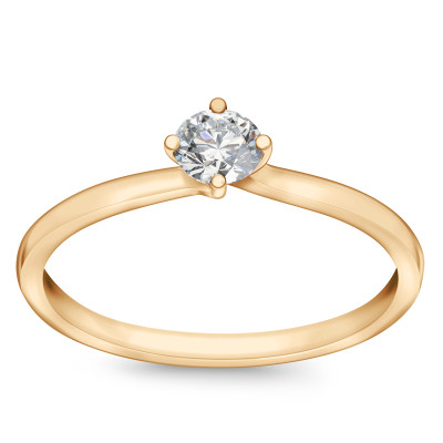 Pierścionek złoty z diamentem H/SI - 0,18 ct - Valentine