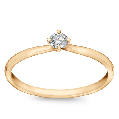 Pierścionek złoty z diamentem YES Hearts & Arrows - Valentine