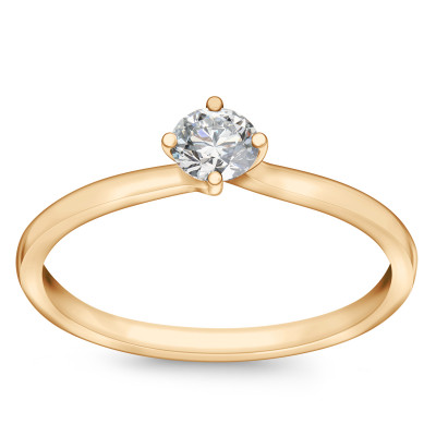 Pierścionek złoty z diamentem YES Hearts & Arrows - 0,18 ct - Valentine