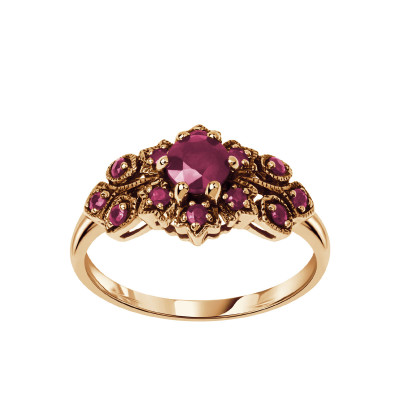 Pierścionek złoty z rubinami - Kolekcja Wiktoriańska