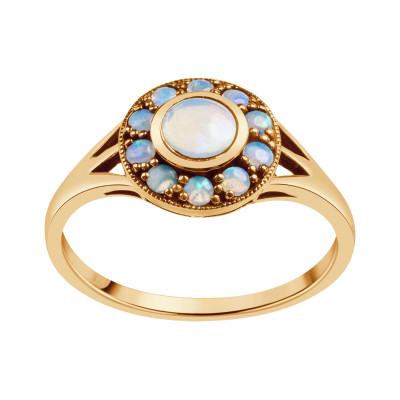 Złoty pierścionek z opalami - Kolekcja Wiktoriańska