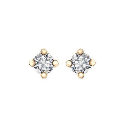 Kolczyki złote z diamentami - 0,10 ct - Valentine 